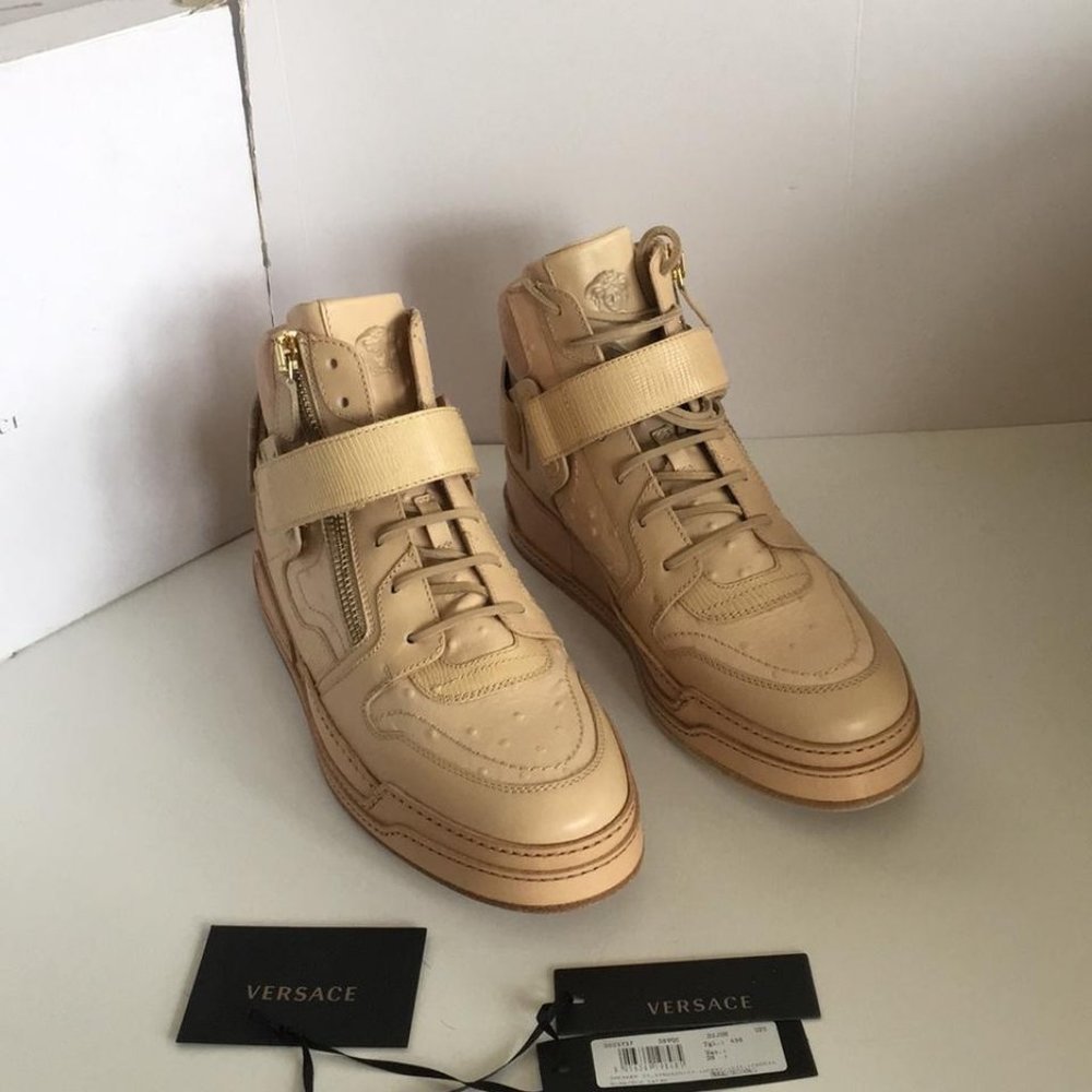 New Versace Nude Exotic Skin Sneakers Eu 45 Us 12